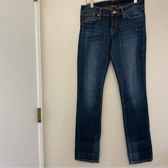Lucky Brand low mid rise dark wash straight Y2K jeans 32” long inseam  -2/26 - Picture 5 of 13